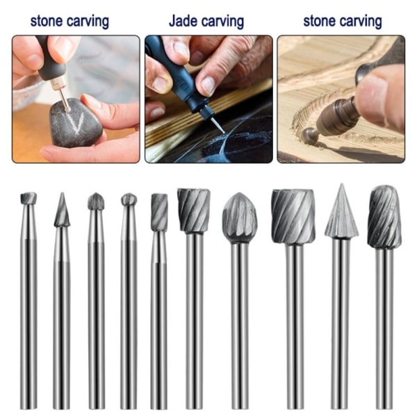 Drill Bits Kit Rotary Burr Tool GULL 10 STK gold 10pcs