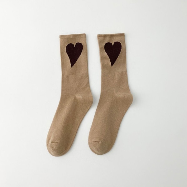 Love Heart Par Sok Bomuldsstrømper KHAKI khaki