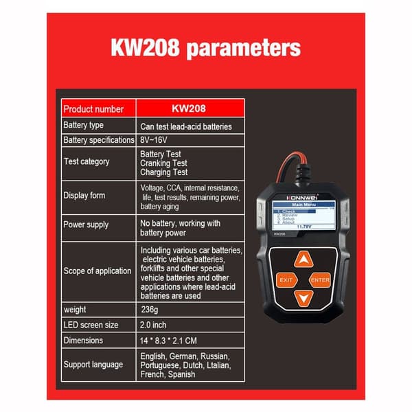 Bilbatteritestare Circut Tester Batterianalysator 1pcs