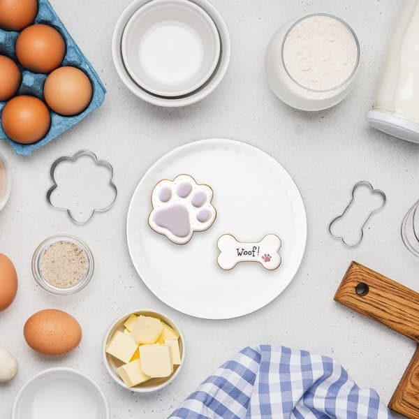 6 stk Rustfrit stål Hundeklo Biscuit Form Bagt Hundeben set