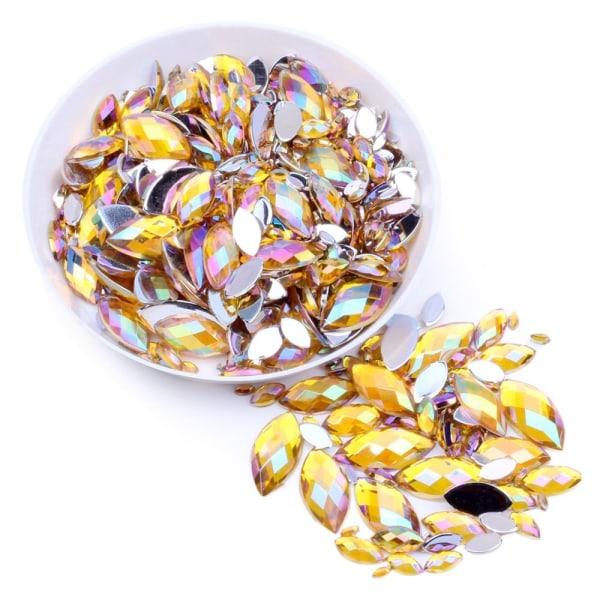 3x6 mm 1000 stk Glitter Facetter Rhinestone Flatback Applique GULD gold