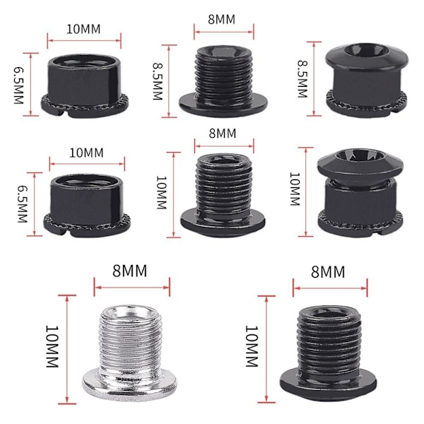 4 kpl Ketjupyörän ruuvit Ketjurenkaan pyörän pultti MUSTA KAKSIOLEEVY Black Double Disk Nail-Double Disk Nail