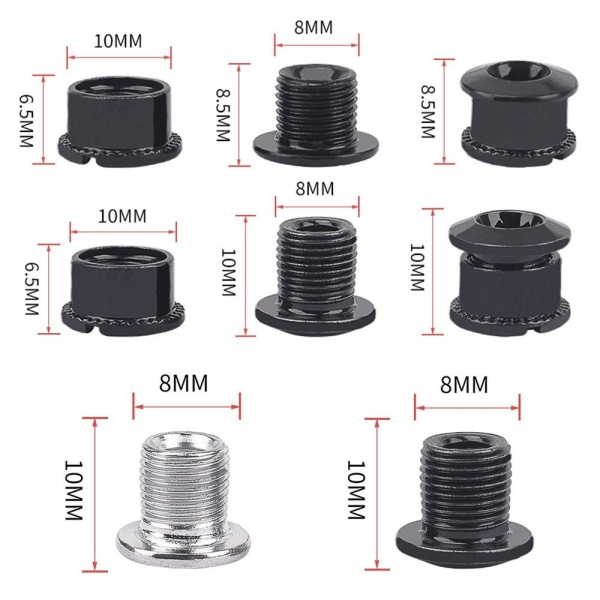 4stk Kædehjulsskruer Kædekring Hjulbolt SORT DOBBELT SKIVE Black Double Disk Nail-Double Disk Nail