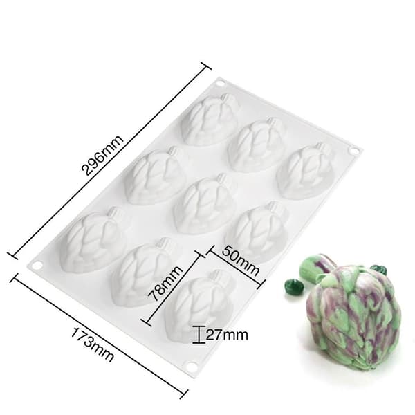 9 Cavity 3D Kronärtskocka Silikon Form Mousseformar
