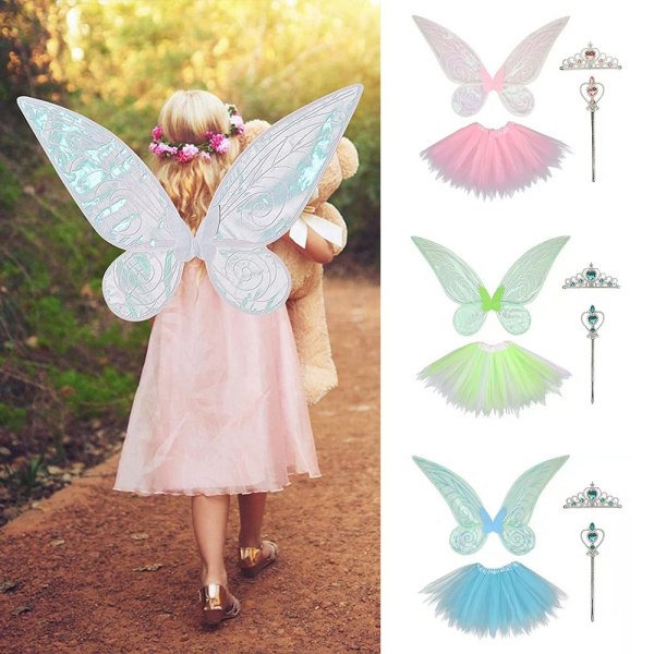 Butterfly Fairy Wings Princess Angel Wings VIHREÄ (2 KPL) VIHREÄ Green (2 Pcs)