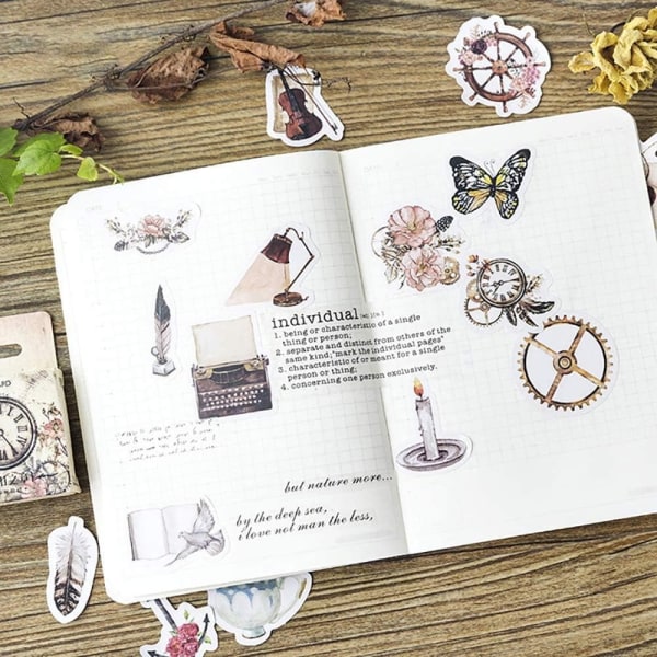 230 stk Vintage Stickers Blomster Stickers Fugle Stickers