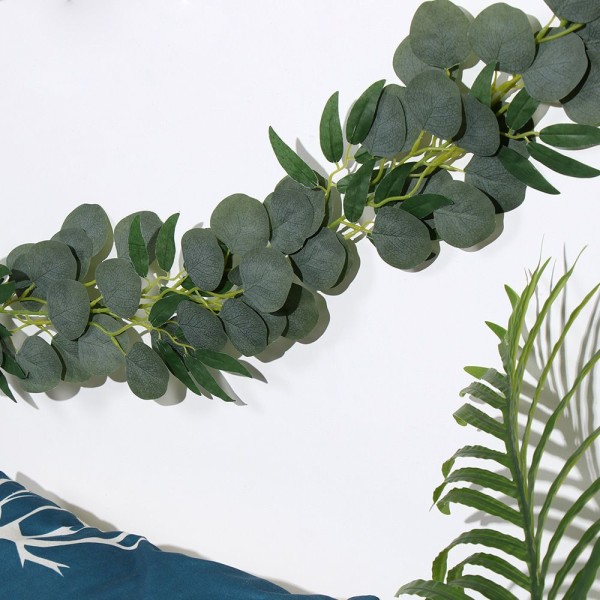 Kunstig Eucalyptus Garland Livlignende Pileblade grey