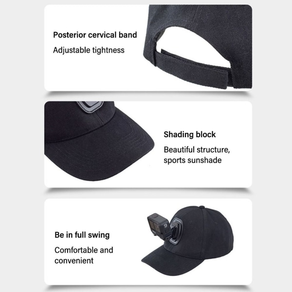 Sportkamerahållare hatt Cap för actionfotografering dark grey