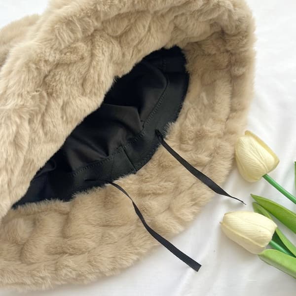 Kvinnor Bucket Hat Ull Cap VIT BOW BOW White Bow-Bow