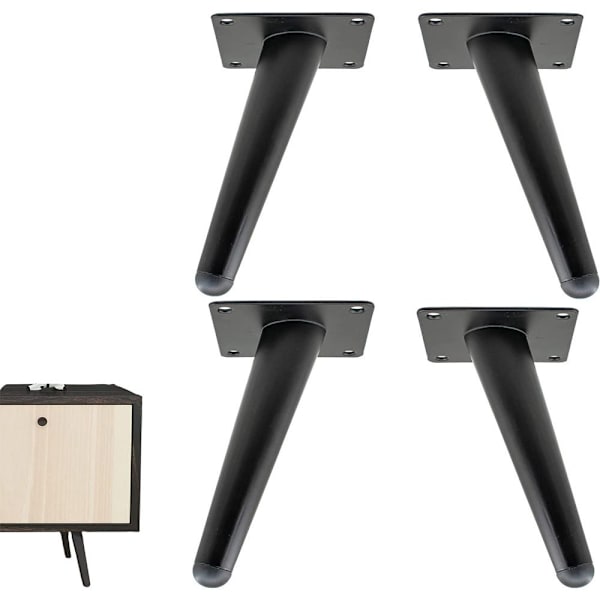 Møbelben Avsmalnende føtter SVART 15CM Black 15cm