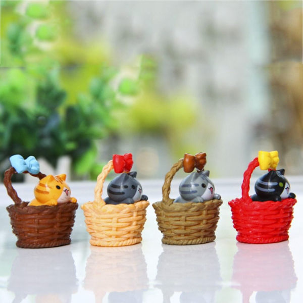 4PC Basket Cat Landscaping Micro Bonsai