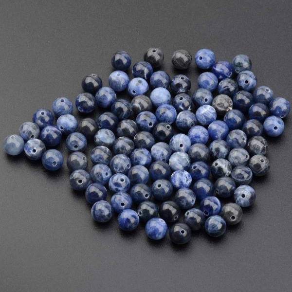 Naturlige blå sodalittperler runde løse perler blå aventurin