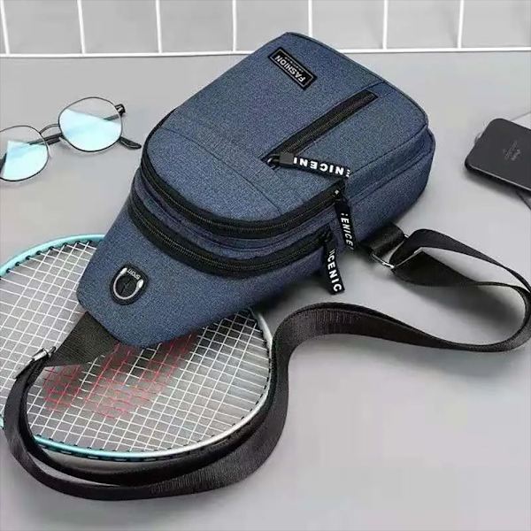 1 Stk Brysttaske Messenger Bag GRÅ-USB GRÅ-USB grey-USB