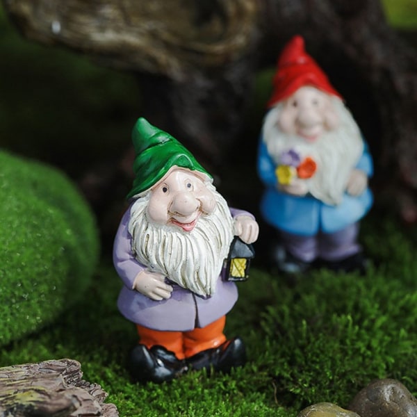 2 STK Mini Gnome Figurer Miniatyr Dverger Statue 4 4 4