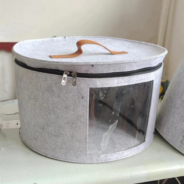Filt Hat Box Hat Cases Hat Oppbevaringsbinger gray