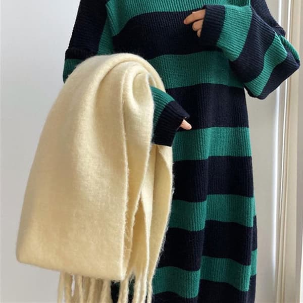 Mohair Dame Skjerf Lang Skjerf HVIT white