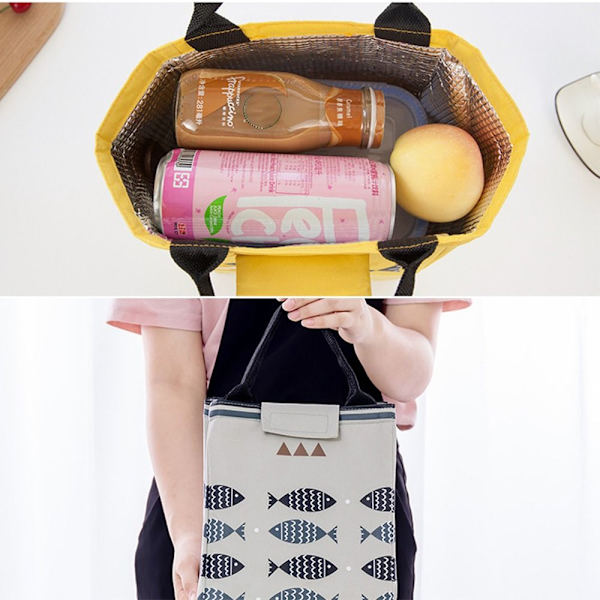 Tote Matpose Piknik Lunsjposer GRÅ Gray