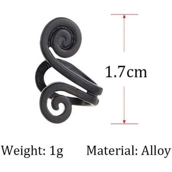 5 Par Manchet Øreringe Slankende Ørering SORT black