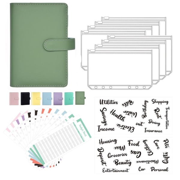 A6 Budget Binder Notebook Planner GRØN Green