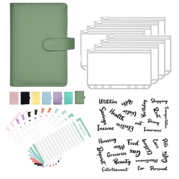 A6 Budget Binder Notebook Planner TUMMAVIHREÄ Dark Green