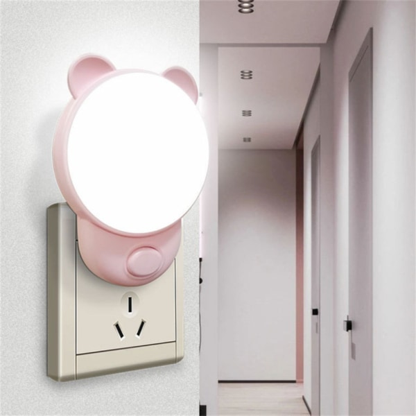 LED Nattlampe Varmt Lys ROSA EU-PLUGG EU-STOPP pink EU Plug-EU Plug