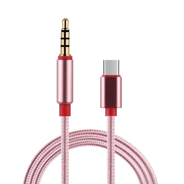 Typ-C till 3,5 mm ljudkabel USB C till 3,5 mm hörlursadapter Pink