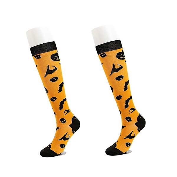 Halloween kompressionsstrømper Flagermus græskaruglestrømper SORT black S/MPumpkin-Pumpkin