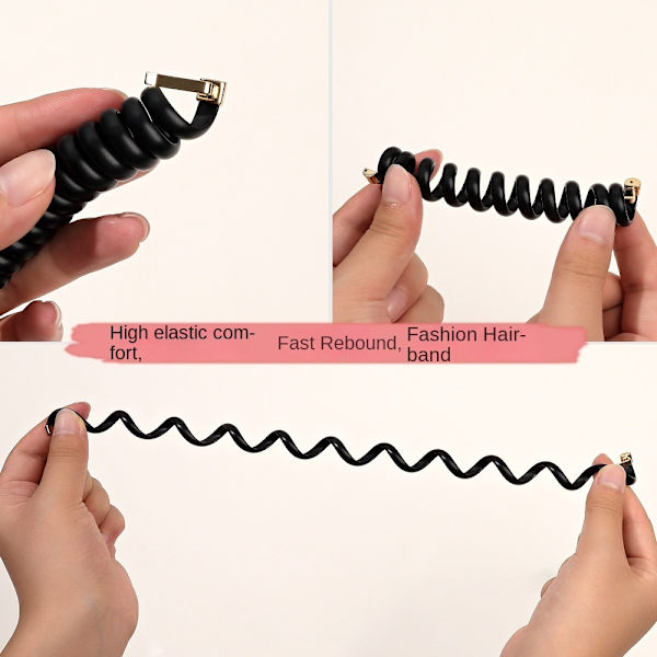 3ST Telefonlinje Hårband Elastiskt gummiband VIT white