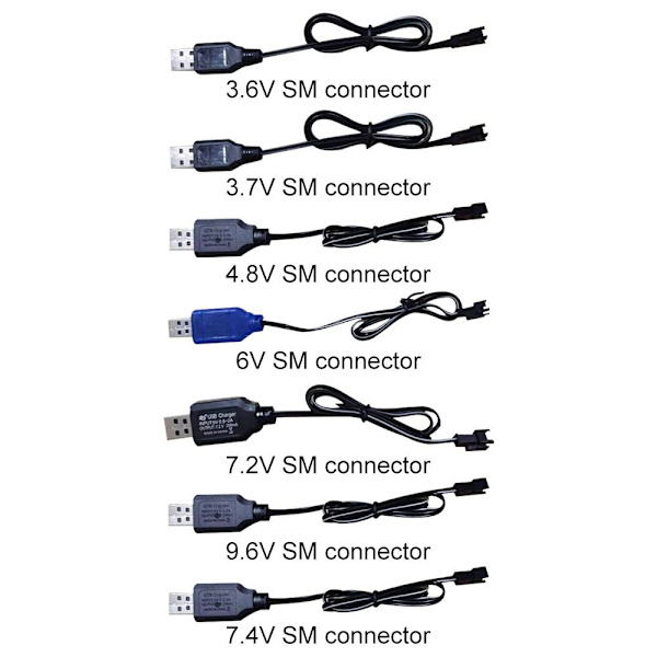 5 stk Ladekabel Sm Interface Kabel Oplader 4,8V SM 4.8V SM connector