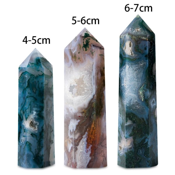 1kpl Moss Agate Natural Crystal Point 6-7cm 6-7cm