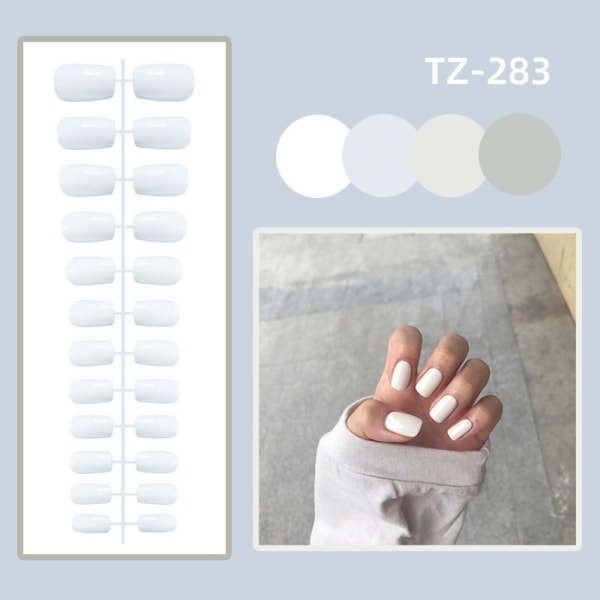 24 st Enfärgade falska naglar Medellånga fyrkantiga huvuden falska TZ-283