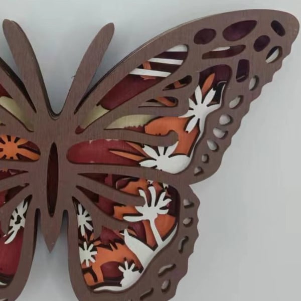 Trædyr udskæring Håndlavet boligindretning 3D sommerfugl træ