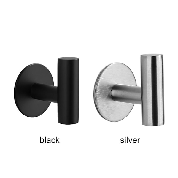 1/2/4 stk. Selvklæbende Kroge Frakkekroge SORT 2 stk. black 2PCS