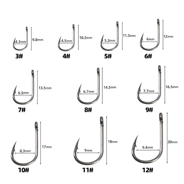 High-carbon stål fiskekrog Hawksbill Enkelt krog 100 STK 100 STK 100PCS