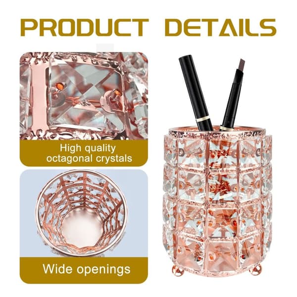 Makeup Organizer Krystall Oppbevaringsbøtte Make Up Brush Case