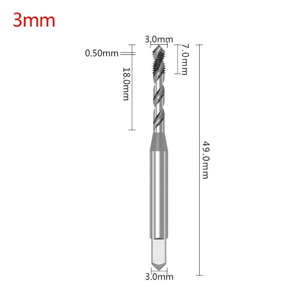 Tapping Bit Spiral Tap 3MM 3mm