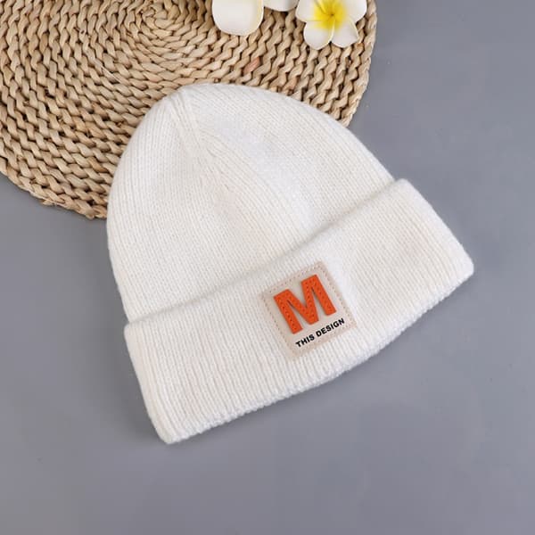 Strikket hue med bogstaver, pullover hue, GRÅ grey