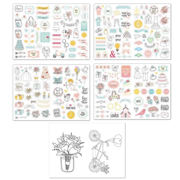 206/230 STK Bryllupsplaning Stickers Bliss Decals 206 STK 206 STK 206PCS