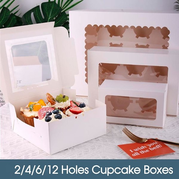 Papperspresentförpackning Cupcake Box Fodral 6 HÅL 6 HÅL 6 holes