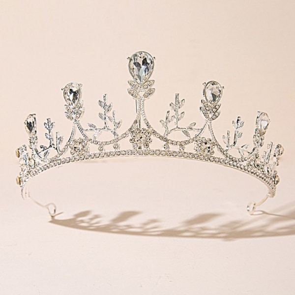 Rhinestone Queen Crown Barok Queen Crown SØLV Silver