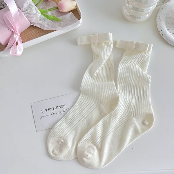 Sy rosettstrumpor Staplade strumpor VIT White