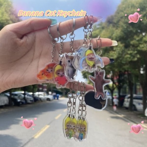 5st Banana Cat Nyckelring Cat Funny Pendant 3 3 3