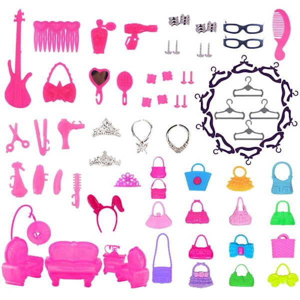 1 Set Random Doll Vaatteet Asusteet Kengät Mekko 79PCS-B 79PCS-B