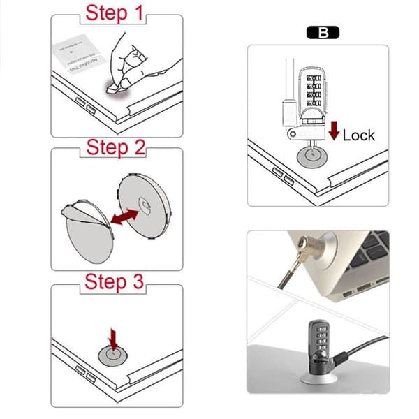 Notebook Lock Nøkkelhull Låsehull SØLV Silver