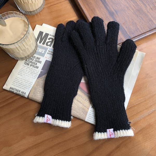 Strikkede uldne handsker Ride Split Finger Handsker SORT Black