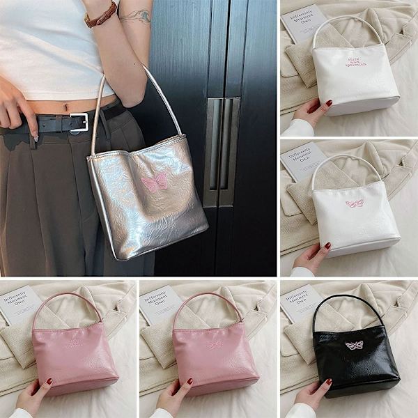 Hopeinen Bucket Bag Kainalolaukku BLACK BUTERFLY BUTTERFLY black butterfly-butterfly