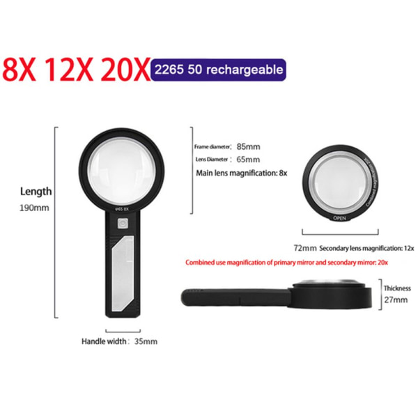 Upplyst förstoringsglas Upplyst förstoringsglas 2265 50 2265 50 rechargeable