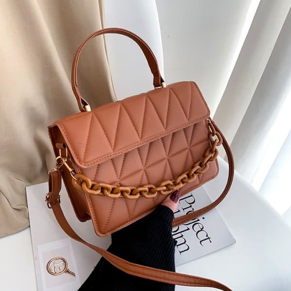 Rutig axelväska Crossbody-väskor BRUN brown