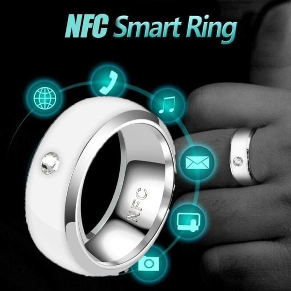 NFC Smart Ring Finger Digital Ring VALKOINEN 12 12 WHITE 12-12
