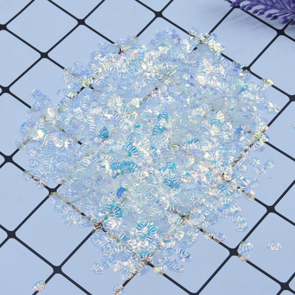 100g/Pack Iriserande Shining Shell Shell Paljetter TRANSPARANT Transparent White